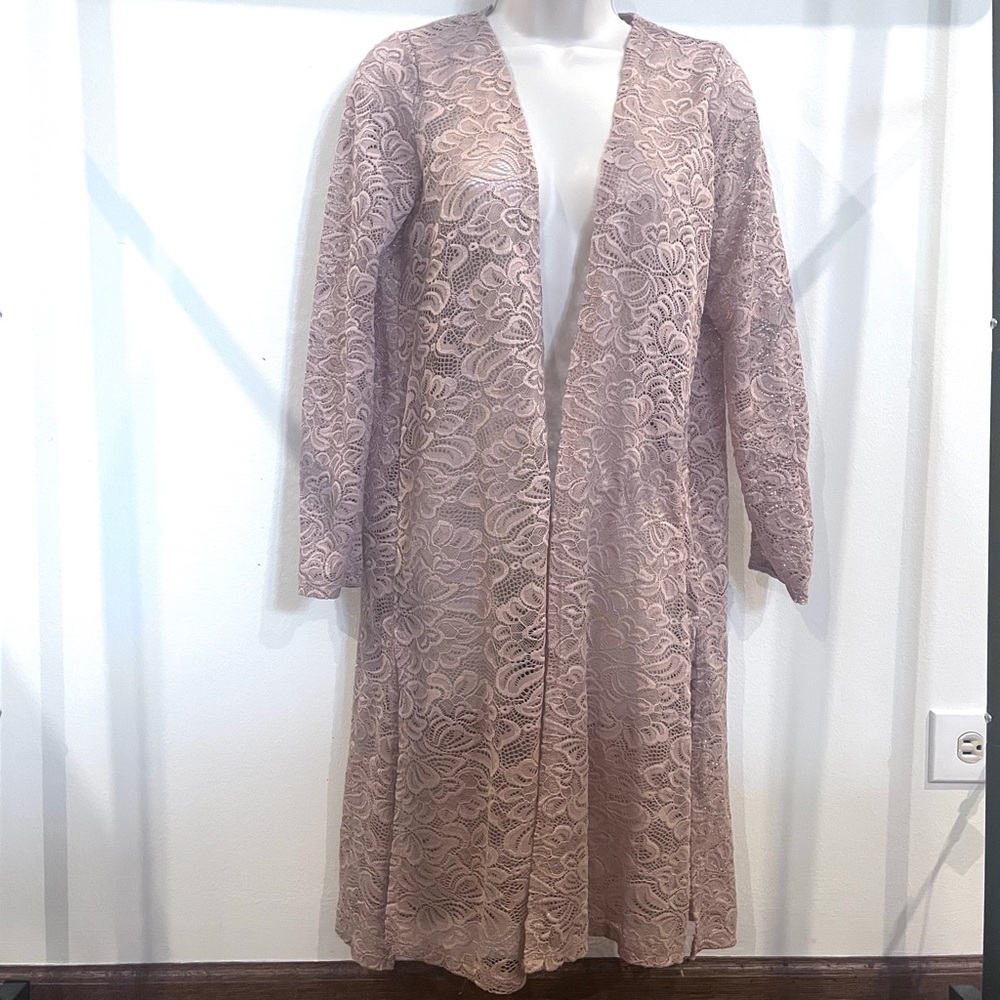 Blashe Sheer Cream Floral Boho Artsy Fairy Festival Lace Long Duster Robe